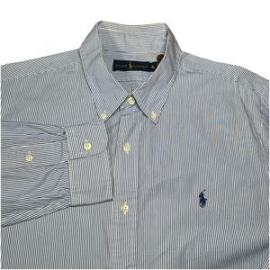 Ralph Lauren Men’s XL Blue Striped Long Sleeve Button Down‎ Shirt Preppy Pony